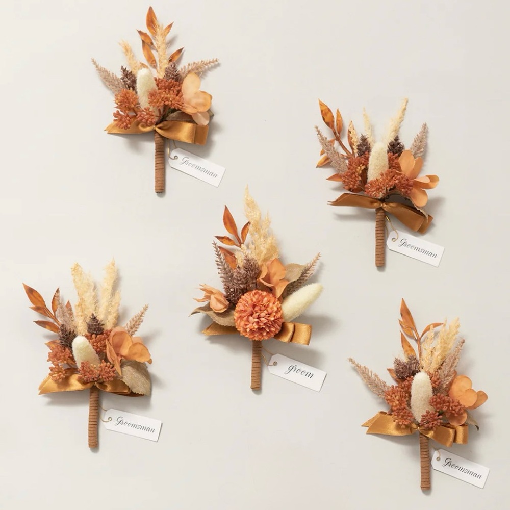 New Ling’s Moment Rust & Sepia Boutonnieres Set of Five